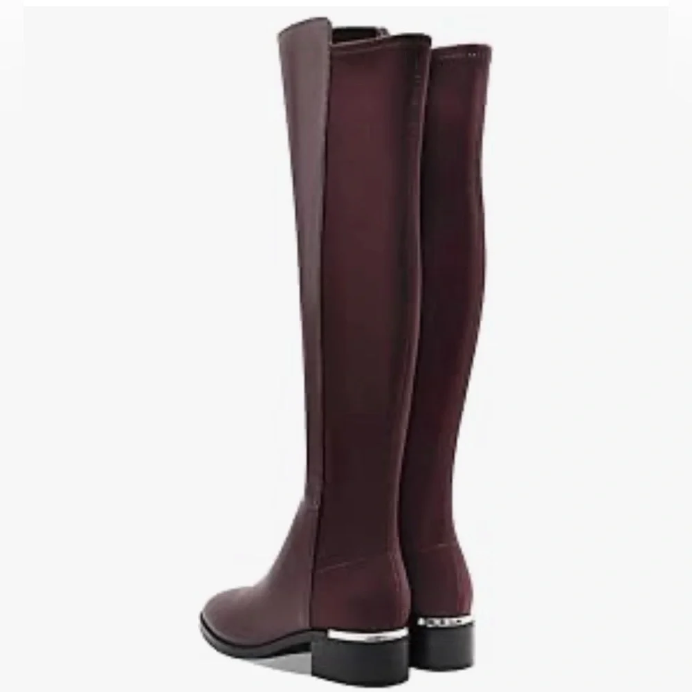 Motimoden Over the Knee High Chunky Heel Round Toe Low Boots with Stretchy Panel